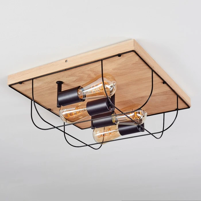 Hofstein Hodne Deckenleuchte Schwarz, Naturfarben, 4-flammig 8 Hofstein Hodne Deckenleuchte Schwarz, Naturfarben, 4-flammig – Bild 8