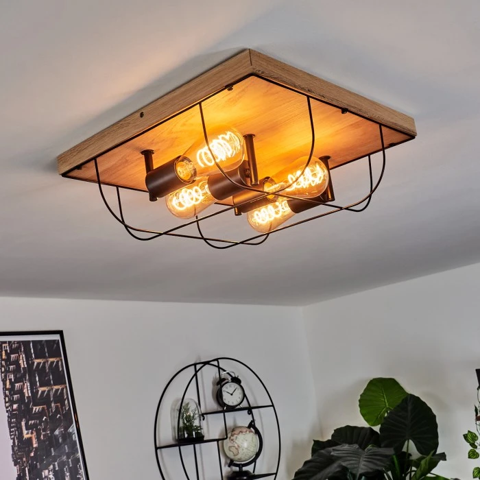 Hofstein Hodne Deckenleuchte Schwarz, Naturfarben, 4-flammig 9 Hofstein Hodne Deckenleuchte Schwarz, Naturfarben, 4-flammig – Bild 9