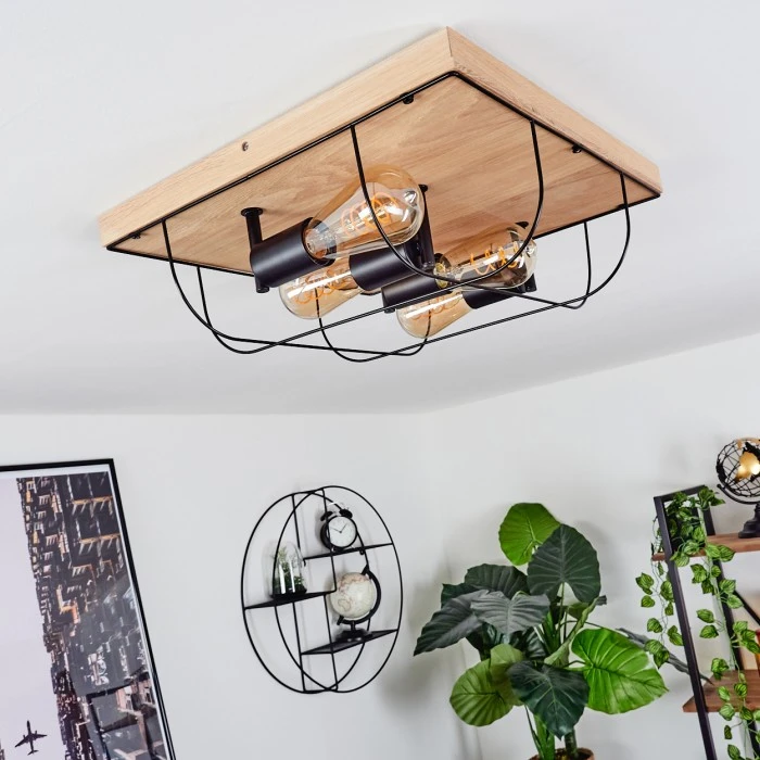 Hofstein Hodne Deckenleuchte Schwarz, Naturfarben, 4-flammig 10 Hofstein Hodne Deckenleuchte Schwarz, Naturfarben, 4-flammig – Bild 10