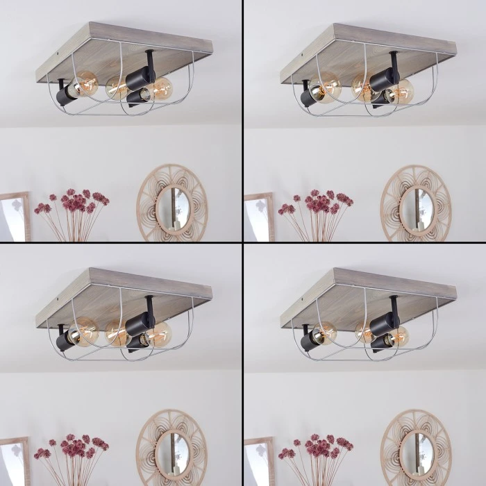 Hofstein Hodne Deckenleuchte Schwarz, Grau, Naturfarben, 3-flammig 2 Hofstein Hodne Deckenleuchte Schwarz, Grau, Naturfarben, 3-flammig – Bild 2