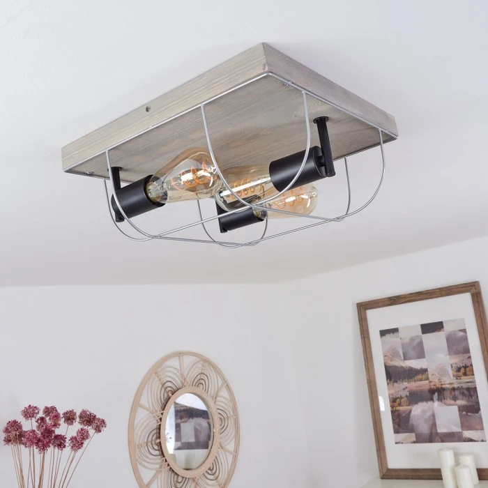 Hofstein Hodne Deckenleuchte Schwarz, Grau, Naturfarben, 3-flammig 11 Hofstein Hodne Deckenleuchte Schwarz, Grau, Naturfarben, 3-flammig – Bild 11