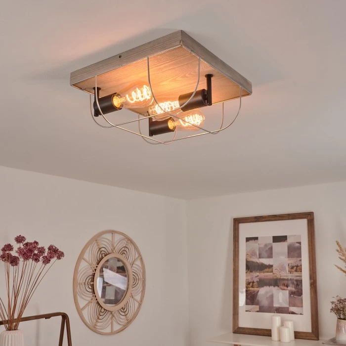 Hofstein Hodne Deckenleuchte Schwarz, Grau, Naturfarben, 3-flammig 6 Hofstein Hodne Deckenleuchte Schwarz, Grau, Naturfarben, 3-flammig – Bild 6