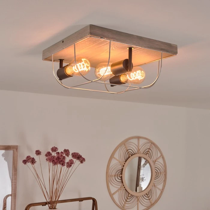 Hofstein Hodne Deckenleuchte Schwarz, Grau, Naturfarben, 3-flammig 10 Hofstein Hodne Deckenleuchte Schwarz, Grau, Naturfarben, 3-flammig – Bild 10