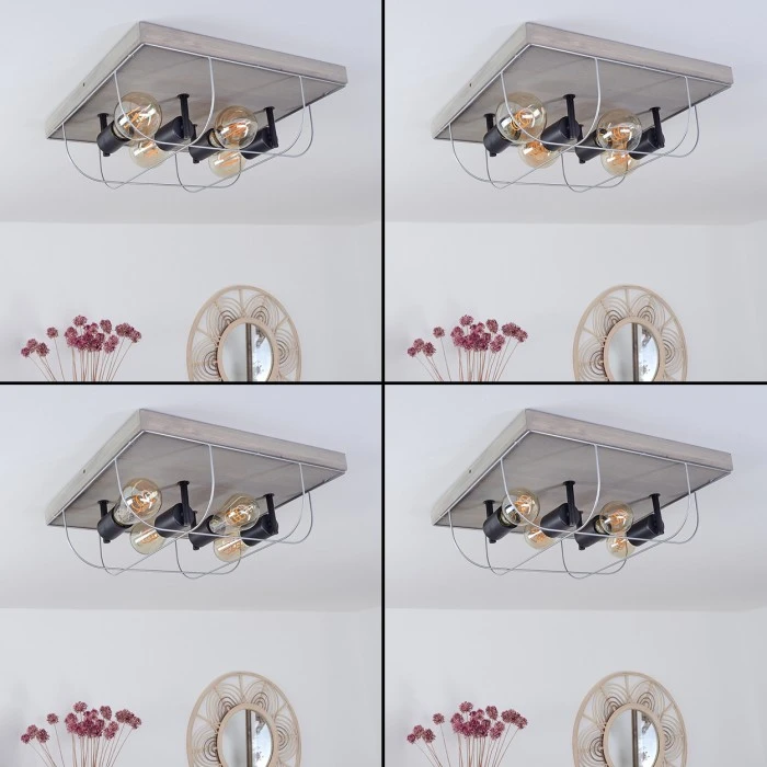 Hofstein Hodne Deckenleuchte Schwarz, Grau, Naturfarben, 4-flammig 2 Hofstein Hodne Deckenleuchte Schwarz, Grau, Naturfarben, 4-flammig – Bild 2