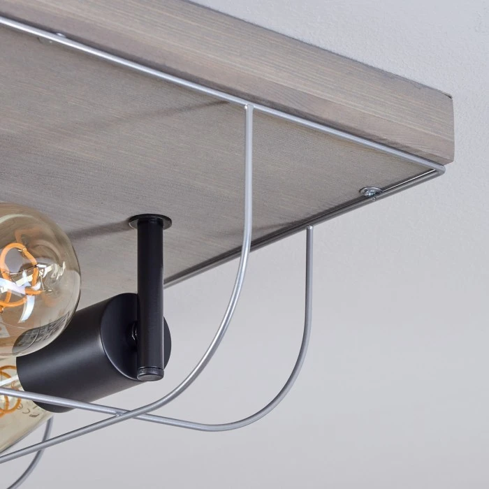 Hofstein Hodne Deckenleuchte Schwarz, Grau, Naturfarben, 4-flammig 3 Hofstein Hodne Deckenleuchte Schwarz, Grau, Naturfarben, 4-flammig – Bild 3