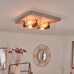 Hofstein Hodne Deckenleuchte Schwarz, Grau, Naturfarben, 4-flammig 16 Hofstein Hodne Deckenleuchte Schwarz, Grau, Naturfarben, 4-flammig -Bürolampen Verkäufe hodne deckenleuchte h3441749 6