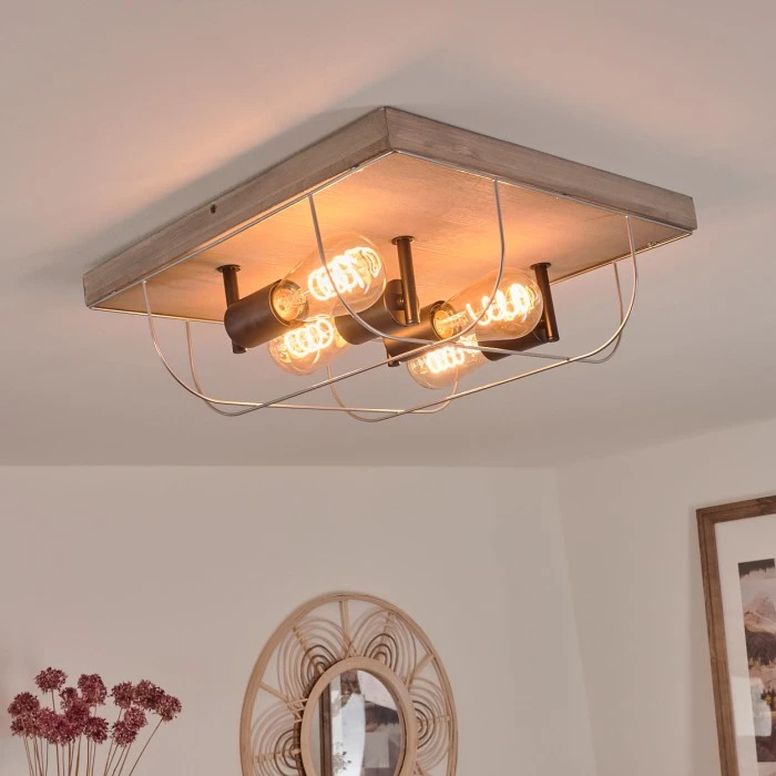 Hofstein Hodne Deckenleuchte Schwarz, Grau, Naturfarben, 4-flammig 9 Hofstein Hodne Deckenleuchte Schwarz, Grau, Naturfarben, 4-flammig – Bild 9