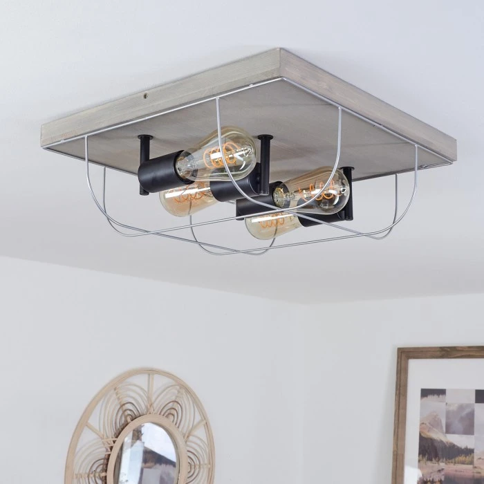 Hofstein Hodne Deckenleuchte Schwarz, Grau, Naturfarben, 4-flammig 10 Hofstein Hodne Deckenleuchte Schwarz, Grau, Naturfarben, 4-flammig – Bild 10