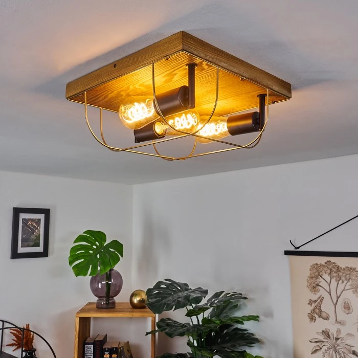 Hofstein Hodne Deckenleuchte Schwarz, Naturfarben, 3-flammig 1 Hofstein Hodne Deckenleuchte Schwarz, Naturfarben, 3-flammig