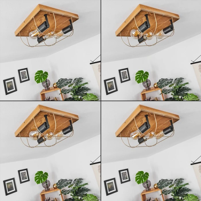 Hofstein Hodne Deckenleuchte Schwarz, Naturfarben, 3-flammig 2 Hofstein Hodne Deckenleuchte Schwarz, Naturfarben, 3-flammig – Bild 2