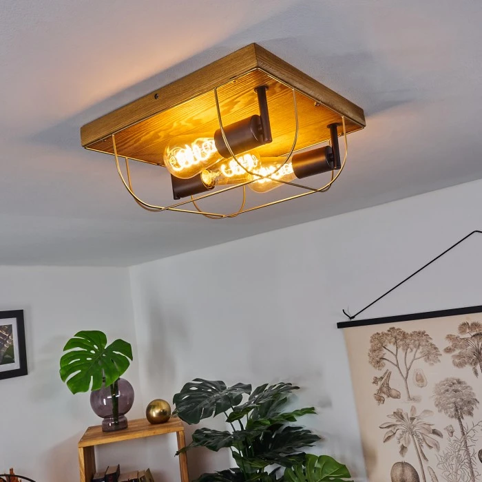 Hofstein Hodne Deckenleuchte Schwarz, Naturfarben, 3-flammig 6 Hofstein Hodne Deckenleuchte Schwarz, Naturfarben, 3-flammig – Bild 6