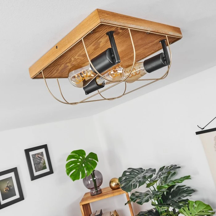 Hofstein Hodne Deckenleuchte Schwarz, Naturfarben, 3-flammig 8 Hofstein Hodne Deckenleuchte Schwarz, Naturfarben, 3-flammig – Bild 8