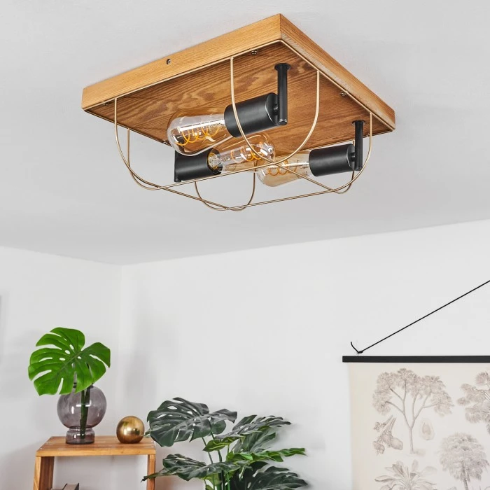 Hofstein Hodne Deckenleuchte Schwarz, Naturfarben, 3-flammig 9 Hofstein Hodne Deckenleuchte Schwarz, Naturfarben, 3-flammig – Bild 9