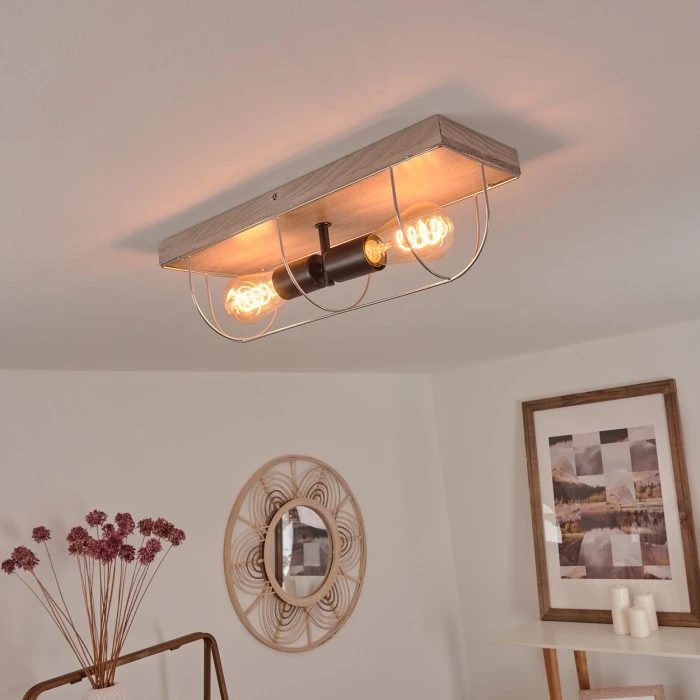 Hofstein Hodne Deckenleuchte Schwarz, Grau, Naturfarben, 2-flammig 9 Hofstein Hodne Deckenleuchte Schwarz, Grau, Naturfarben, 2-flammig – Bild 9