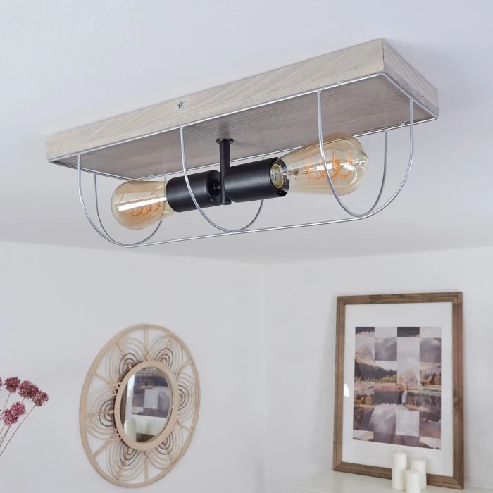 Hofstein Hodne Deckenleuchte Schwarz, Grau, Naturfarben, 2-flammig 10 Hofstein Hodne Deckenleuchte Schwarz, Grau, Naturfarben, 2-flammig – Bild 10