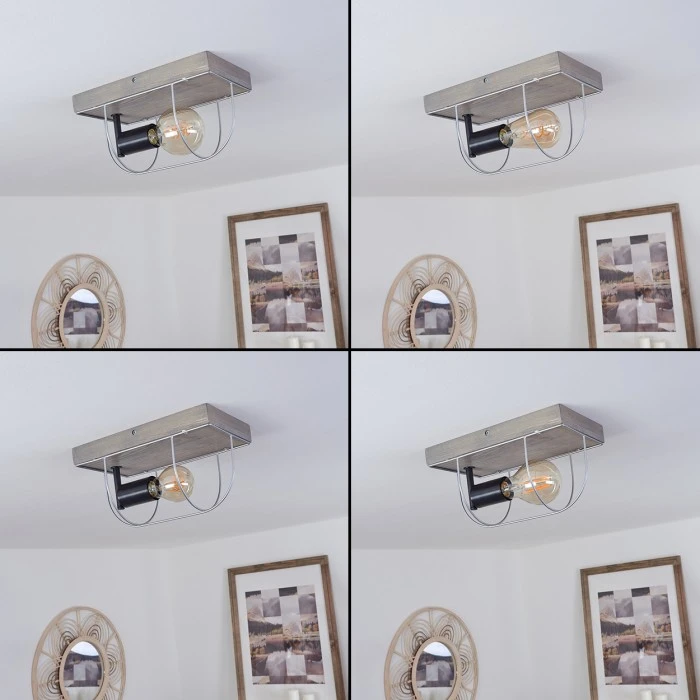 Hofstein Hodne Deckenleuchte Schwarz, Grau, Naturfarben, 1-flammig 2 Hofstein Hodne Deckenleuchte Schwarz, Grau, Naturfarben, 1-flammig – Bild 2