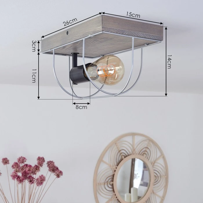 Hofstein Hodne Deckenleuchte Schwarz, Grau, Naturfarben, 1-flammig 4 Hofstein Hodne Deckenleuchte Schwarz, Grau, Naturfarben, 1-flammig – Bild 4