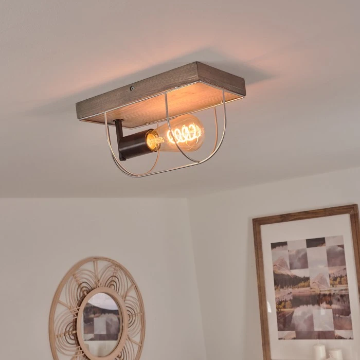 Hofstein Hodne Deckenleuchte Schwarz, Grau, Naturfarben, 1-flammig 9 Hofstein Hodne Deckenleuchte Schwarz, Grau, Naturfarben, 1-flammig – Bild 9