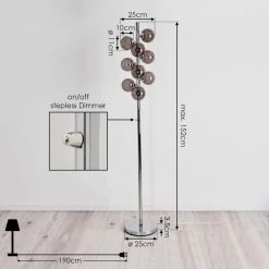 Hofstein Hyco Stehleuchte Chrom, 9-flammig -Bürolampen Verkäufe hyco stehleuchte h3420676 3