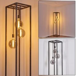 Hofstein Janskloster Stehleuchte Stahl gebürstet, 3-flammig