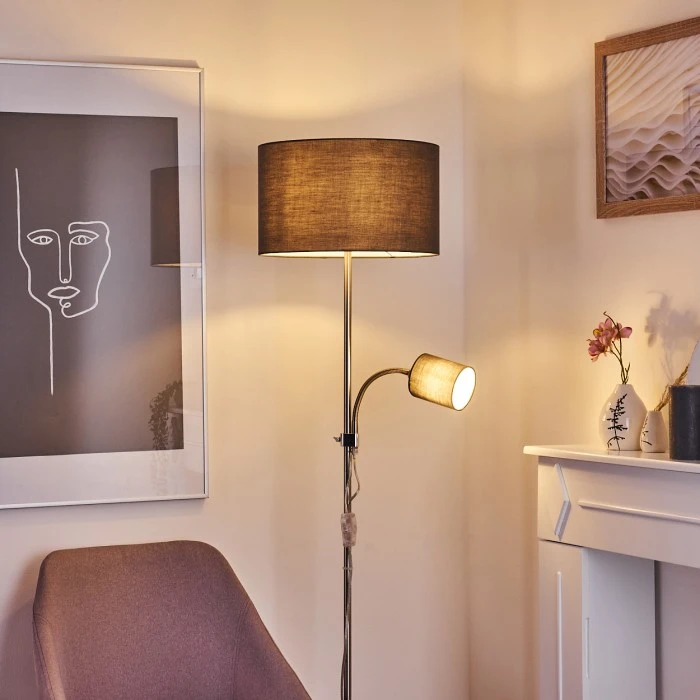 Hofstein Jobsbo Stehleuchte Nickel-Matt, 2-flammig 11 Hofstein Jobsbo Stehleuchte Nickel-Matt, 2-flammig – Bild 11