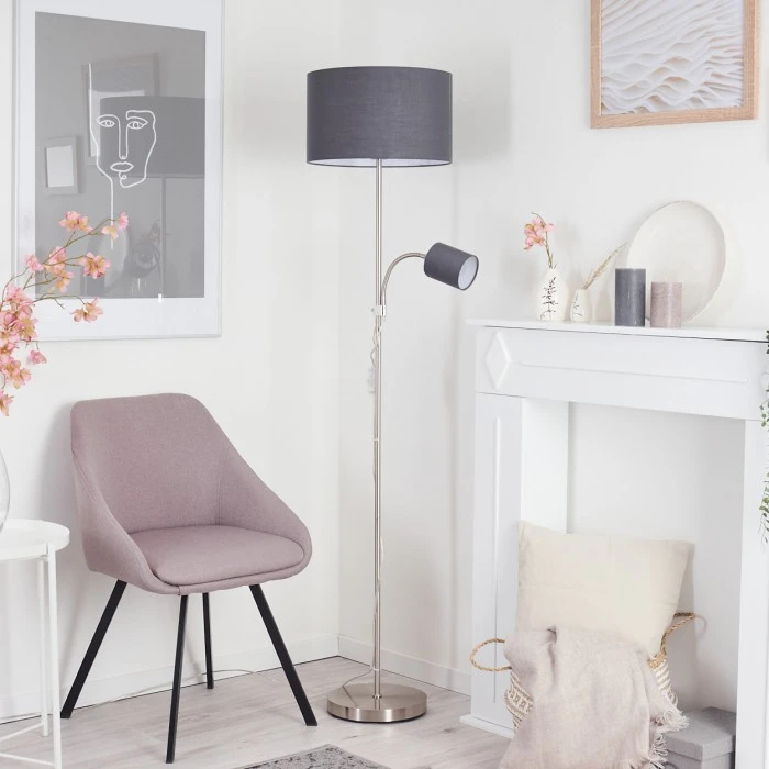 Hofstein Jobsbo Stehleuchte Nickel-Matt, 2-flammig 12 Hofstein Jobsbo Stehleuchte Nickel-Matt, 2-flammig – Bild 12