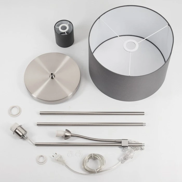 Hofstein Jobsbo Stehleuchte Nickel-Matt, 2-flammig 5 Hofstein Jobsbo Stehleuchte Nickel-Matt, 2-flammig – Bild 5