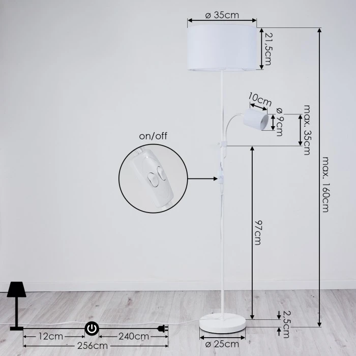 Hofstein Jobsbo Stehleuchte Weiß, 2-flammig 4 Hofstein Jobsbo Stehleuchte Weiß, 2-flammig – Bild 4