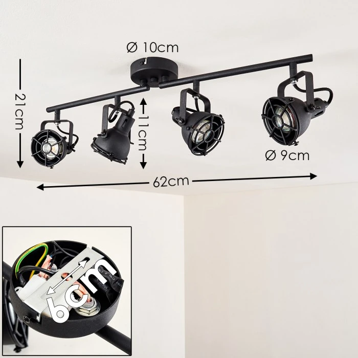 Hofstein Jonsered Deckenleuchte LED Schwarz, 4-flammig 2 Hofstein Jonsered Deckenleuchte LED Schwarz, 4-flammig – Bild 2