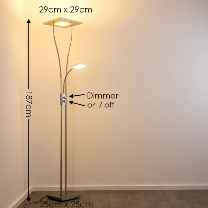 Hofstein Kimba Deckenfluter LED Nickel-Matt, 3-flammig 2 Hofstein Kimba Deckenfluter LED Nickel-Matt, 3-flammig – Bild 2