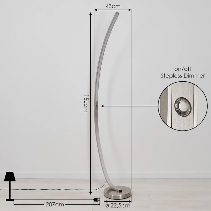 Hofstein Kimbolton Bogenlampe LED Nickel-Matt, 1-flammig 4 Hofstein Kimbolton Bogenlampe LED Nickel-Matt, 1-flammig – Bild 4