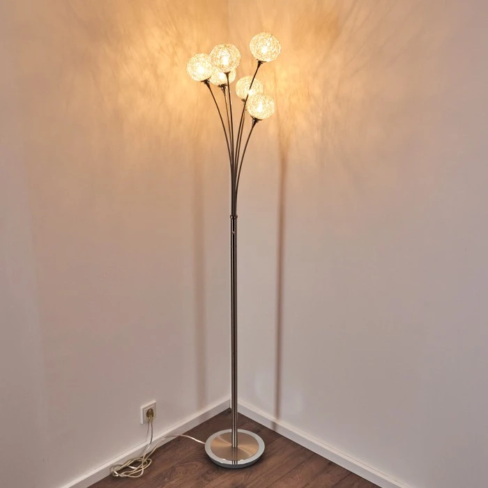 Hofstein Kitee Stehleuchte Edelstahl, 6-flammig 5 Hofstein Kitee Stehleuchte Edelstahl, 6-flammig – Bild 5