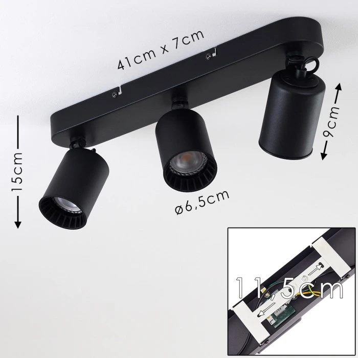 Hofstein Kullaberg Deckenleuchte Schwarz, 3-flammig 2 Hofstein Kullaberg Deckenleuchte Schwarz, 3-flammig – Bild 2
