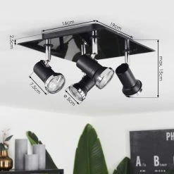 Hofstein Lanrigan Deckenleuchte Chrom, Schwarz, 4-flammig -Bürolampen Verkäufe lanrigan deckenleuchte h3654101 3