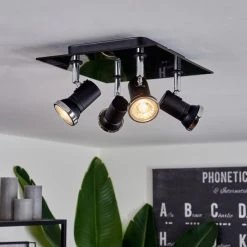 Hofstein Lanrigan Deckenleuchte Chrom, Schwarz, 4-flammig -Bürolampen Verkäufe lanrigan deckenleuchte h3654101 6