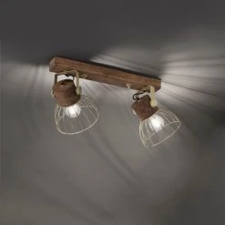 Leuchten Direkt ALAMI Deckenleuchte Holz dunkel, 2-flammig -Bürolampen Verkäufe leuchten direkt alami deckenleuchte 11487 60 7