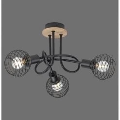 Leuchten Direkt EUGEN Deckenleuchte Schwarz, Naturfarben, 3-flammig -Bürolampen Verkäufe leuchten direkt eugen deckenleuchte 15923 79 6