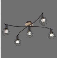 Leuchten Direkt EUGEN Deckenleuchte Schwarz, Naturfarben, 5-flammig -Bürolampen Verkäufe leuchten direkt eugen deckenleuchte 15925 79 5