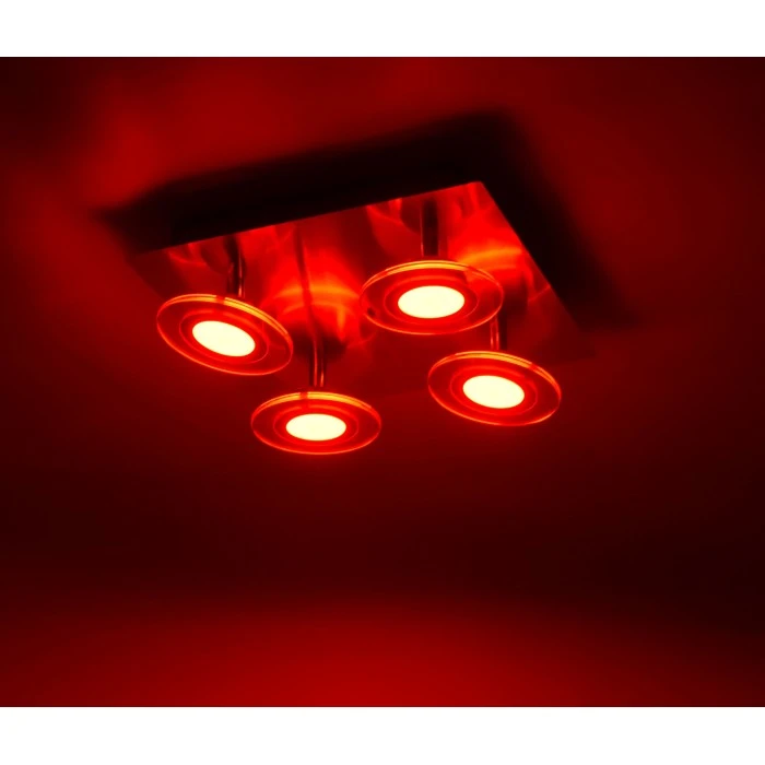 Leuchten Direkt LOLA-MIKE Deckenleuchte LED Edelstahl, 4-flammig, Fernbedienung, Farbwechsler 1 Leuchten Direkt LOLA-MIKE Deckenleuchte LED Edelstahl, 4-flammig, Fernbedienung, Farbwechsler