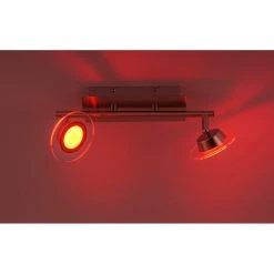 Leuchten Direkt LOLA-MIKE Deckenleuchte LED Edelstahl, 2-flammig, Fernbedienung, Farbwechsler
