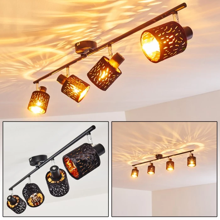 Hofstein Liared Deckenleuchte Schwarz, 4-flammig 1 Hofstein Liared Deckenleuchte Schwarz, 4-flammig