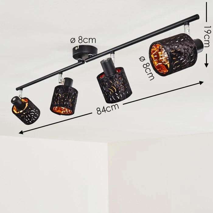 Hofstein Liared Deckenleuchte Schwarz, 4-flammig 2 Hofstein Liared Deckenleuchte Schwarz, 4-flammig – Bild 2