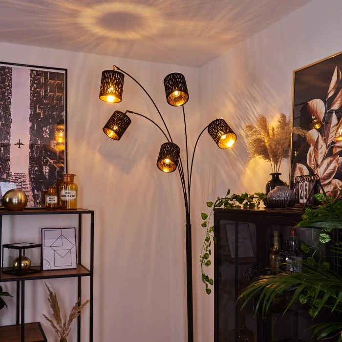 Hofstein Liared Stehleuchte Schwarz, 5-flammig 1 Hofstein Liared Stehleuchte Schwarz, 5-flammig