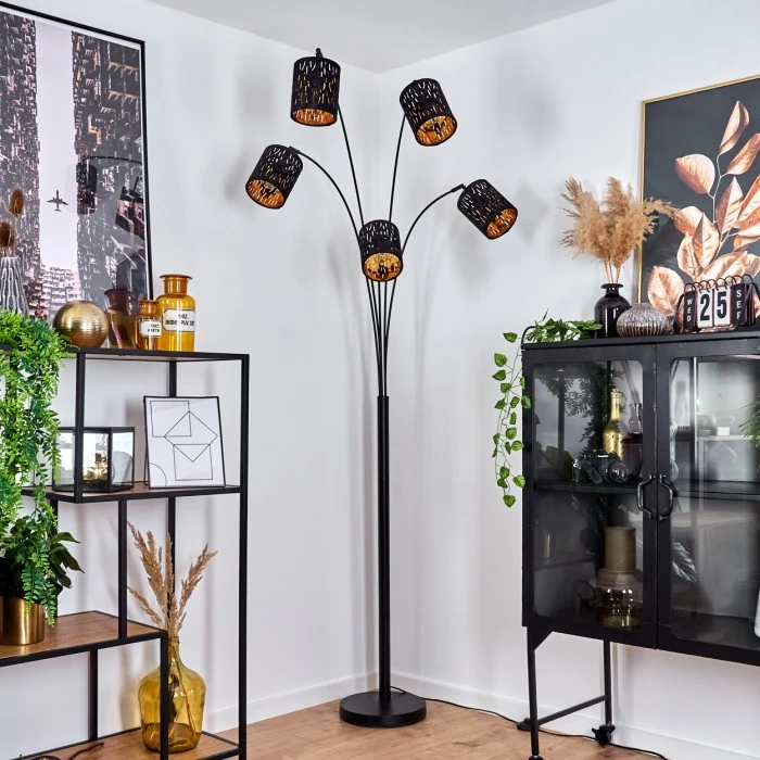 Hofstein Liared Stehleuchte Schwarz, 5-flammig 2 Hofstein Liared Stehleuchte Schwarz, 5-flammig – Bild 2