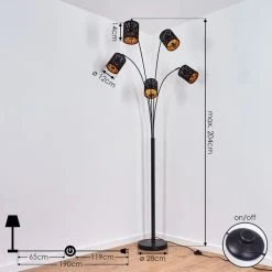 Hofstein Liared Stehleuchte Schwarz, 5-flammig 13 Hofstein Liared Stehleuchte Schwarz, 5-flammig -Bürolampen Verkäufe liared stehleuchte h3388006 3
