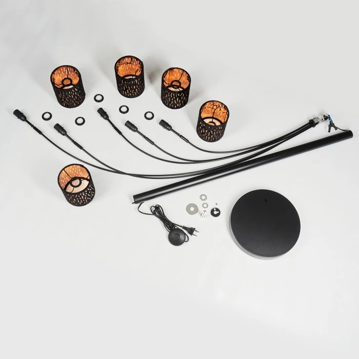 Hofstein Liared Stehleuchte Schwarz, 5-flammig 5 Hofstein Liared Stehleuchte Schwarz, 5-flammig – Bild 5