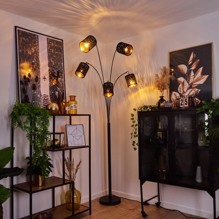 Hofstein Liared Stehleuchte Schwarz, 5-flammig 9 Hofstein Liared Stehleuchte Schwarz, 5-flammig – Bild 9