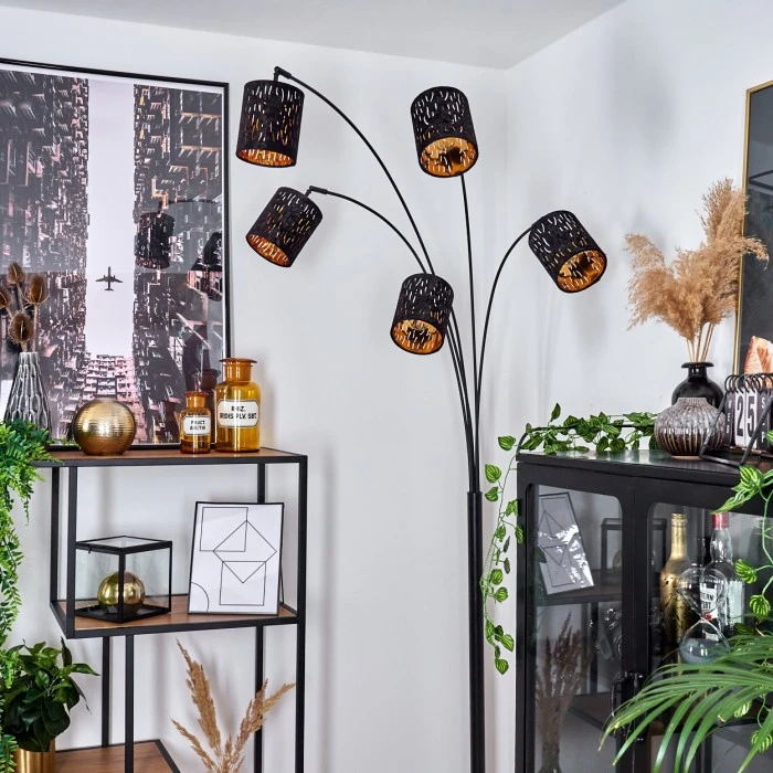 Hofstein Liared Stehleuchte Schwarz, 5-flammig 10 Hofstein Liared Stehleuchte Schwarz, 5-flammig – Bild 10