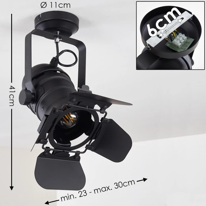 Hofstein Lichinga Deckenleuchte Schwarz, 1-flammig 2 Hofstein Lichinga Deckenleuchte Schwarz, 1-flammig – Bild 2