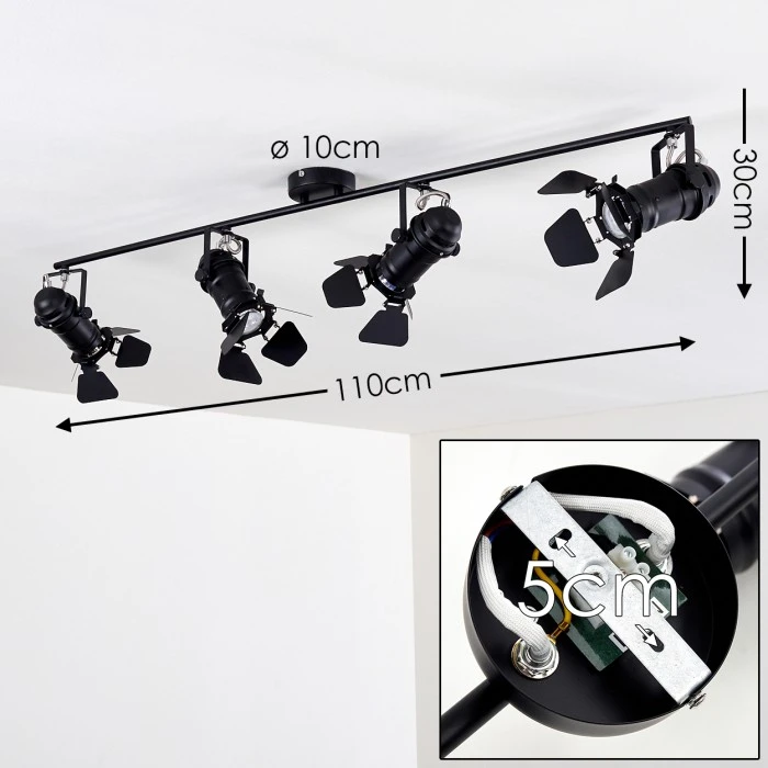 Hofstein Lichinga Deckenstrahler Schwarz, 4-flammig 2 Hofstein Lichinga Deckenstrahler Schwarz, 4-flammig – Bild 2